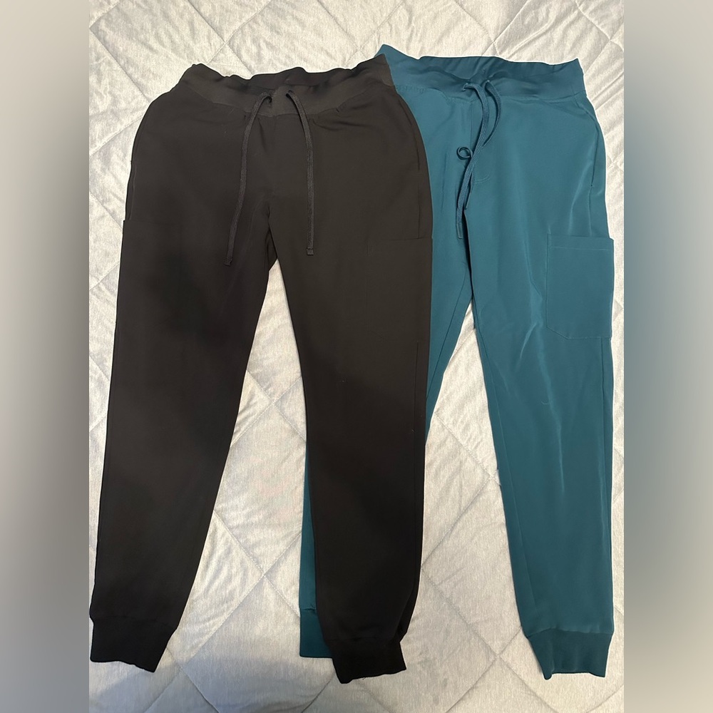 Mandala Black and Teal Jogger Scrub Pants